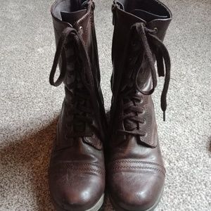 Brown combat boots